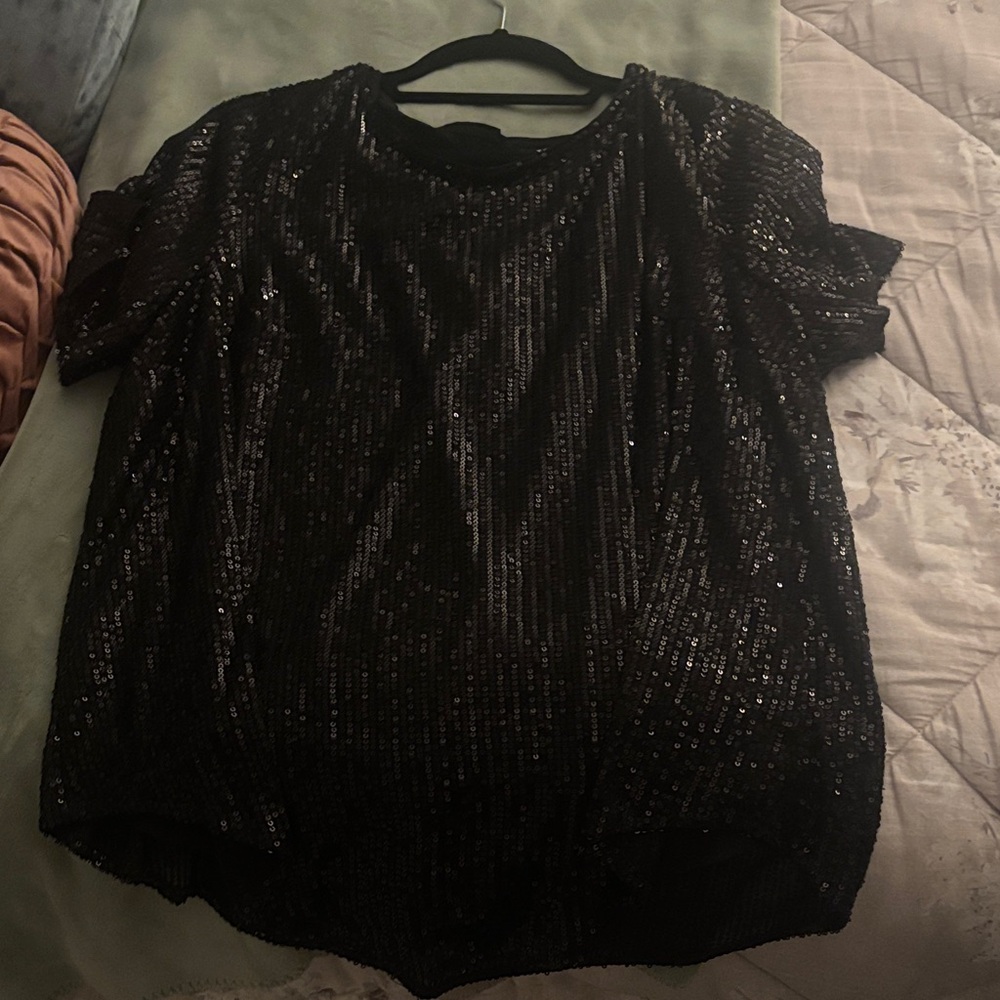 Torrid Black Sequin Blouse